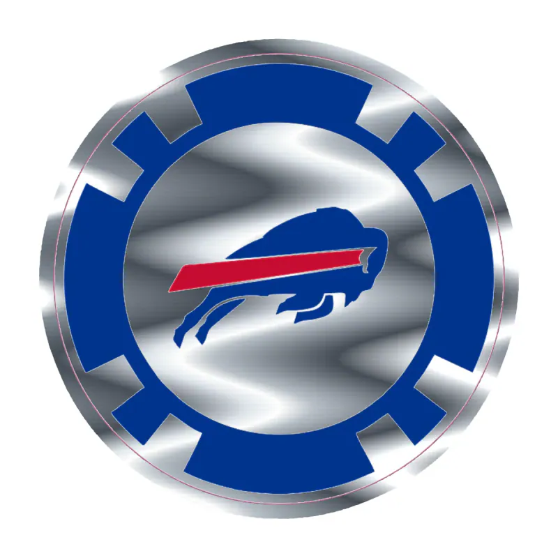 Buffalo Bills - Poker Chip - Silver Chrome Vinyl Sticker - Custom Size