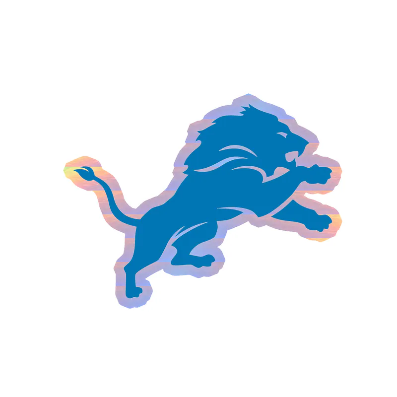 Detroit Lions - Blue Lion - Holographic Vinyl Sticker - Custom Size