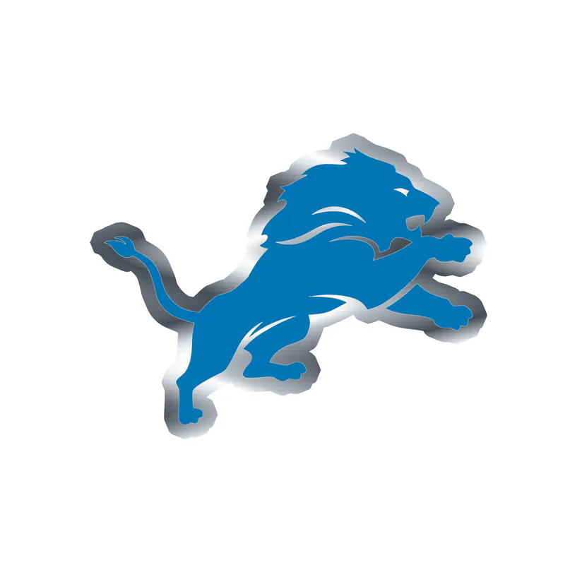 Detroit Lions - Blue Lion - Silver Chrome Vinyl Sticker - Custom Size
