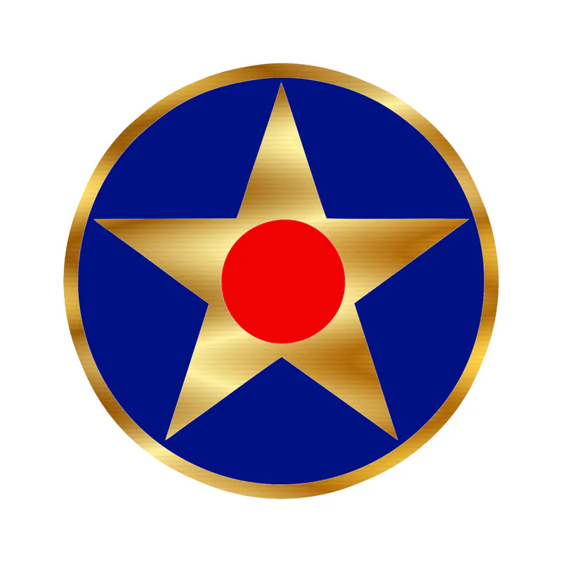US Army Air Corps Roundel Gold Chrome Vinyl Decal