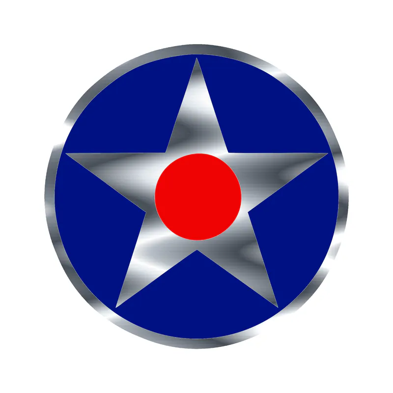 US Army Air Corps Roundel Silver Chrome Vinyl Decal