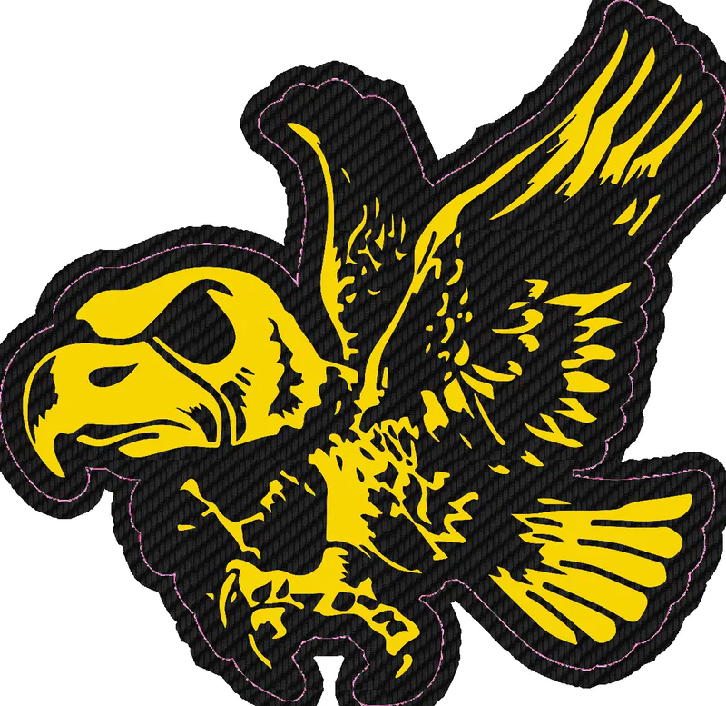 Iowa Hawkeyes - Hawk - Image 2 - Carbon Fiber Vinyl Decal - Custom Size