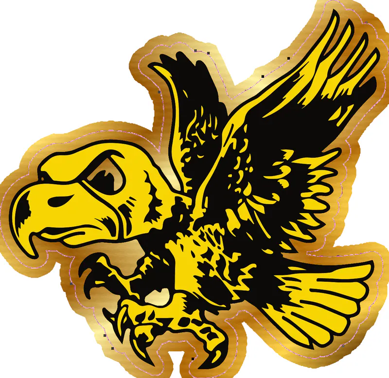 Iowa Hawkeyes - Hawk - Image 2 - Gold Chrome Vinyl Decal - Custom Size