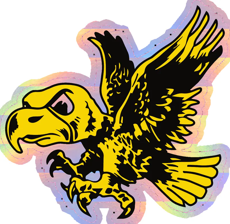 Iowa Hawkeyes - Hawk - Image 2 - Holographic Vinyl Decal - Custom Size