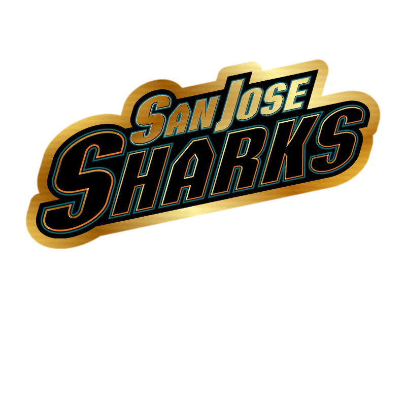San Jose Sharks - Name Slanted - Gold Chrome Vinyl Sticker - Custom Size
