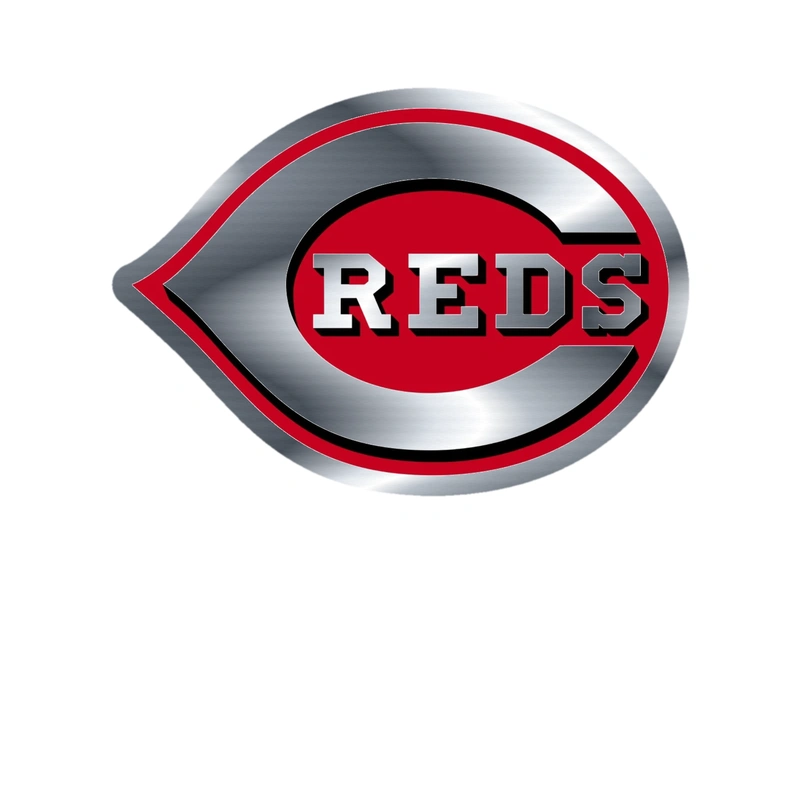 Cincinnati Reds - White C With Reds - Silver Chrome Vinyl Sticker - Custom Size