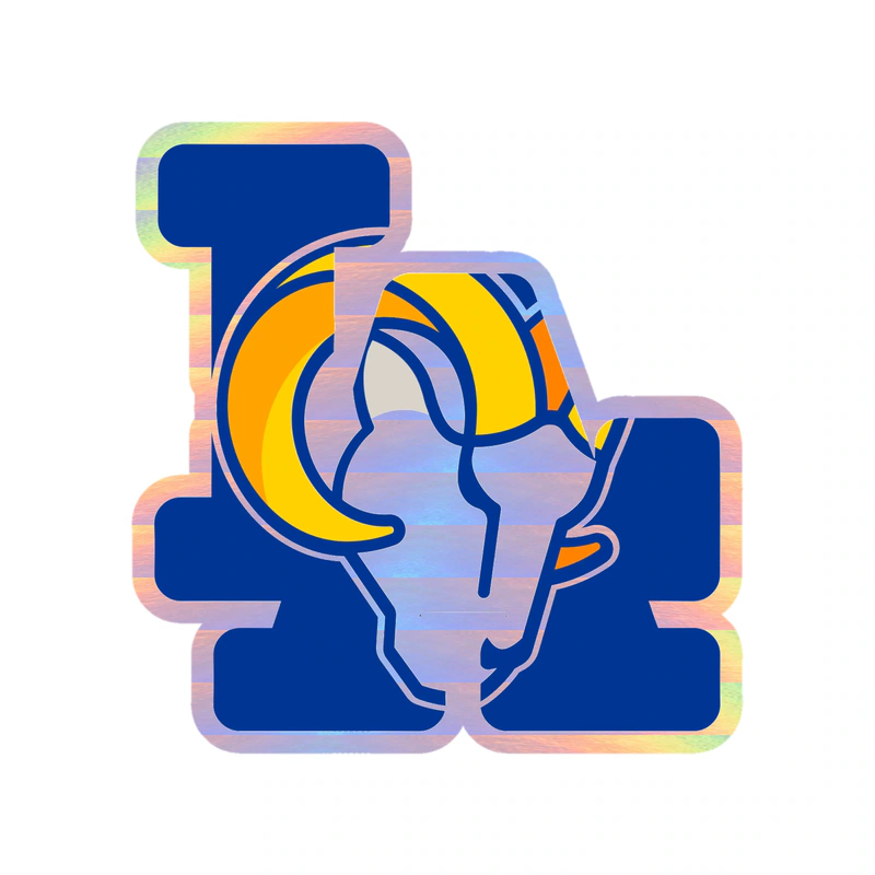 Los Angeles Rams - Blue LA with Ram - Holographic Vinyl Sticker - Custom Size