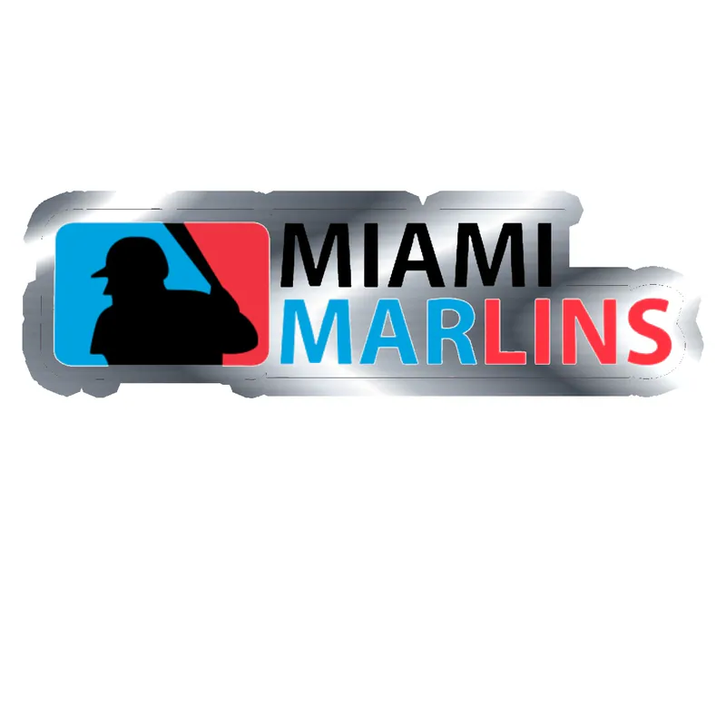 Miami Marlins - MLB Logo - Silver Chrome Vinyl Sticker - Custom Size