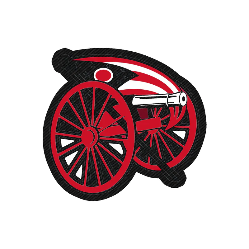 Columbus Blue Jackets - Cannon With Flag - Carbon Fiber Vinyl Sticker - Custom Size