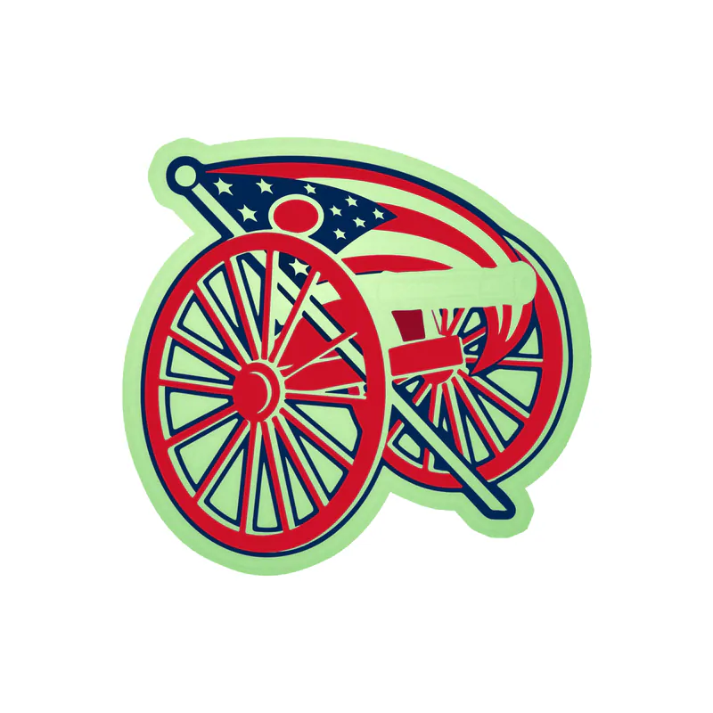 Columbus Blue Jackets - Cannon With Flag - Glow in the Dark Vinyl Sticker - Custom Size