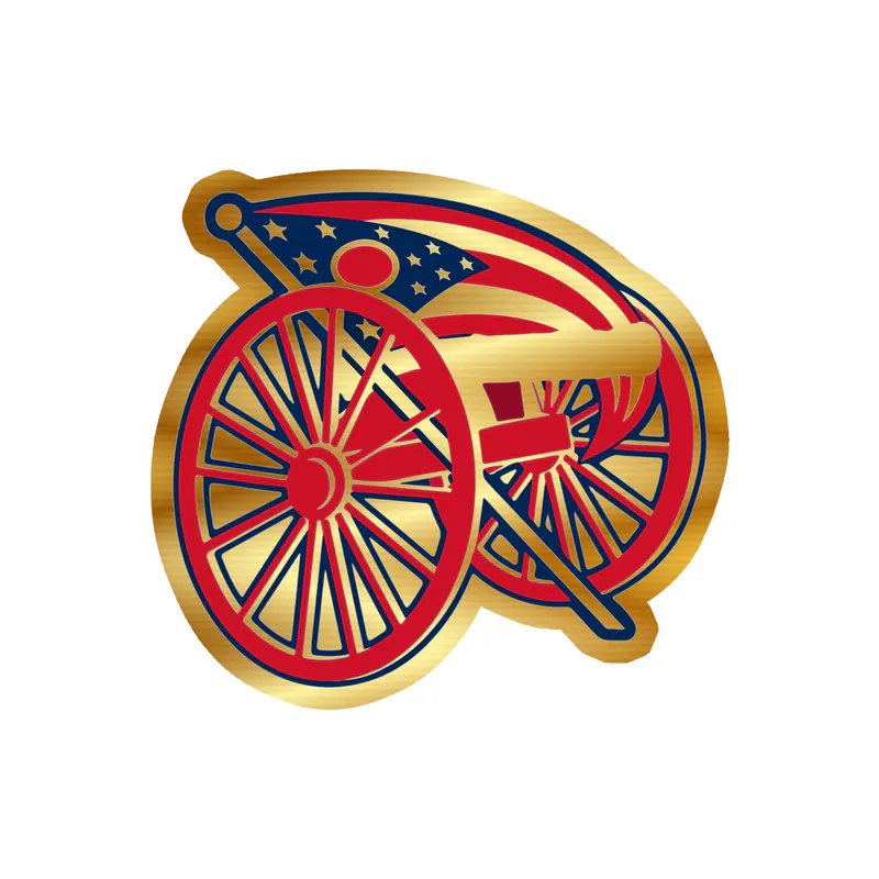 Columbus Blue Jackets - Cannon With Flag - Gold Chrome Vinyl Sticker - Custom Size
