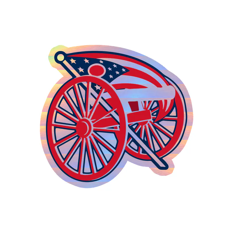 Columbus Blue Jackets - Cannon With Flag - Holographic Vinyl Sticker - Custom Size