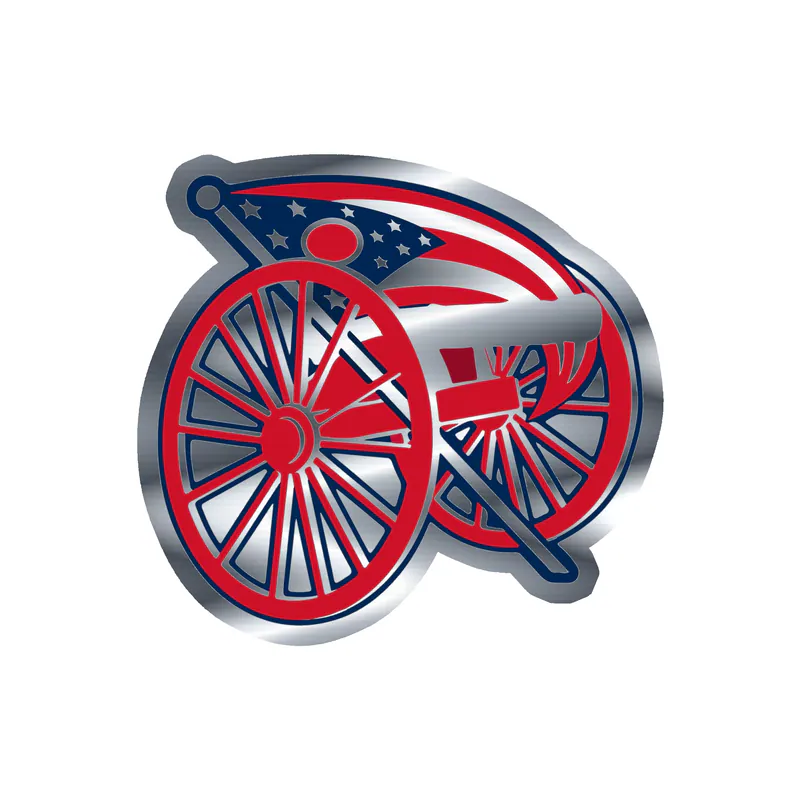 Columbus Blue Jackets - Cannon With Flag - Silver Chrome Vinyl Sticker - Custom Size