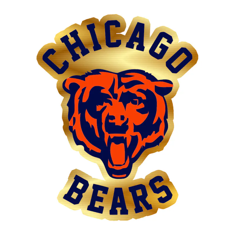 Chicago Bears - Head with Lettering 2 - Gold Chrome Vinyl Sticker - Custom Size