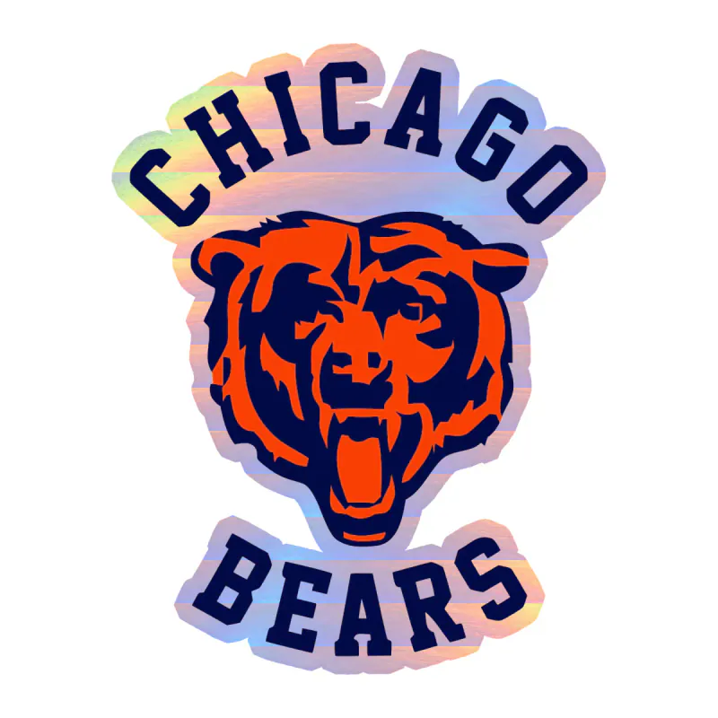 Chicago Bears - Head with Lettering 2 - Holographic Vinyl Sticker - Custom Size