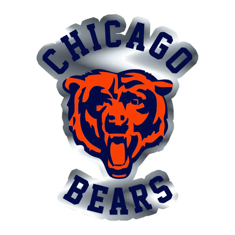 Chicago Bears - Head with Lettering 2 - Silver Chrome Vinyl Sticker - Custom Size