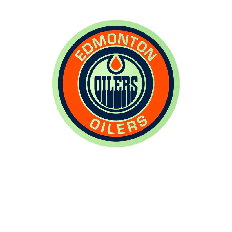Edmonton Oilers - Orange Circle With Name - Glow in the Dark Vinyl Sticker - Custom Size