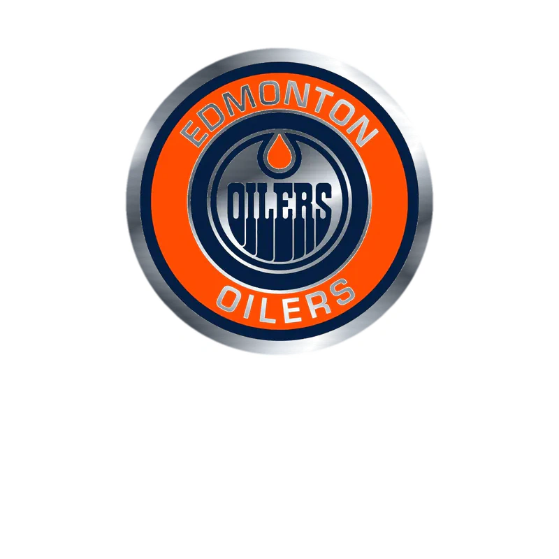 Edmonton Oilers - Orange Circle With Name - Silver Chrome Vinyl Sticker - Custom Size