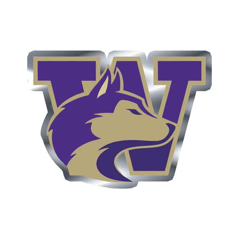 Washington Huskies - Image 2 - Silver Chrome Vinyl Decal - Custom Size
