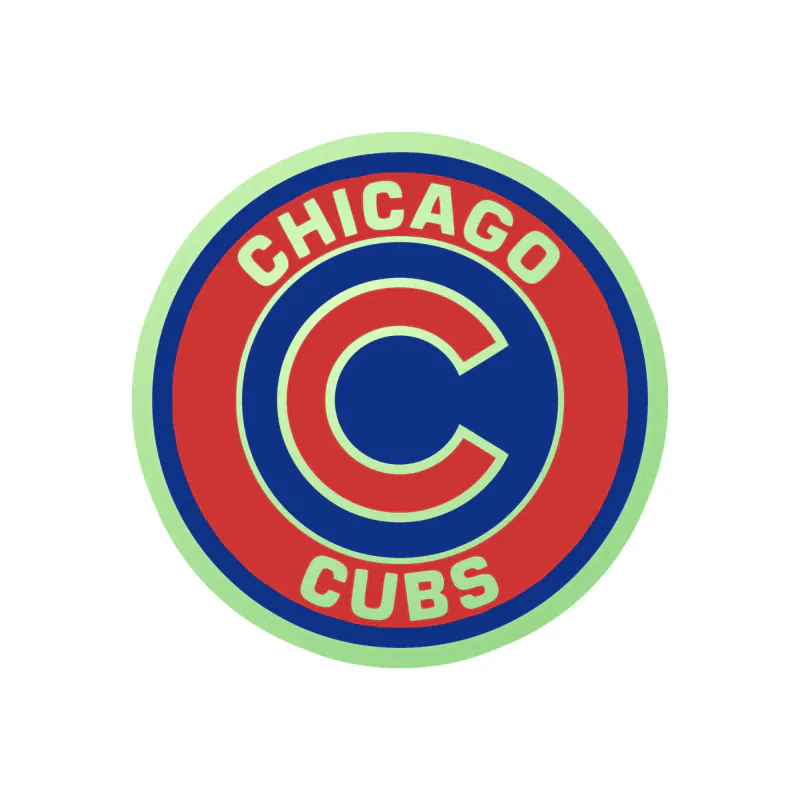 Chicago Cubs - Red And Blue Circle - Glow in the Dark Vinyl Sticker - Custom Size