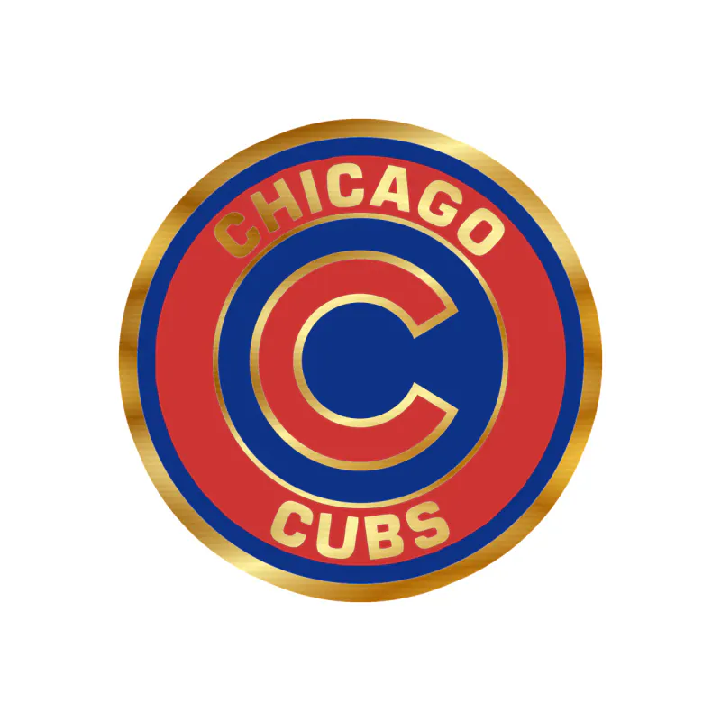 Chicago Cubs - Red And Blue Circle - Gold Chrome Vinyl Sticker - Custom Size