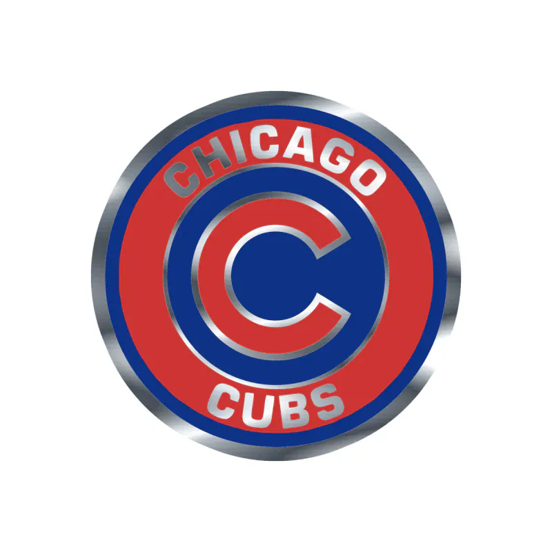 Chicago Cubs - Red And Blue Circle - Silver Chrome Vinyl Sticker - Custom Size