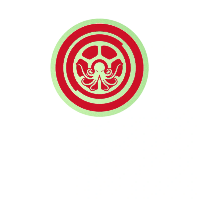Detroit Red Wings - Circle With Octopus - Glow in the Dark Vinyl Sticker - Custom Size