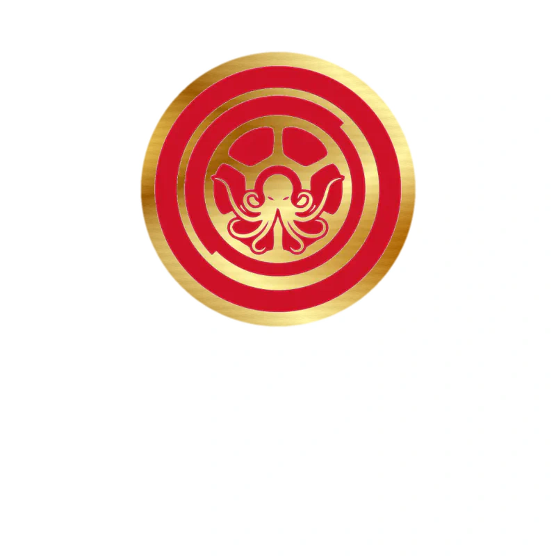 Detroit Red Wings - Circle With Octopus - Gold Chrome Vinyl Sticker - Custom Size