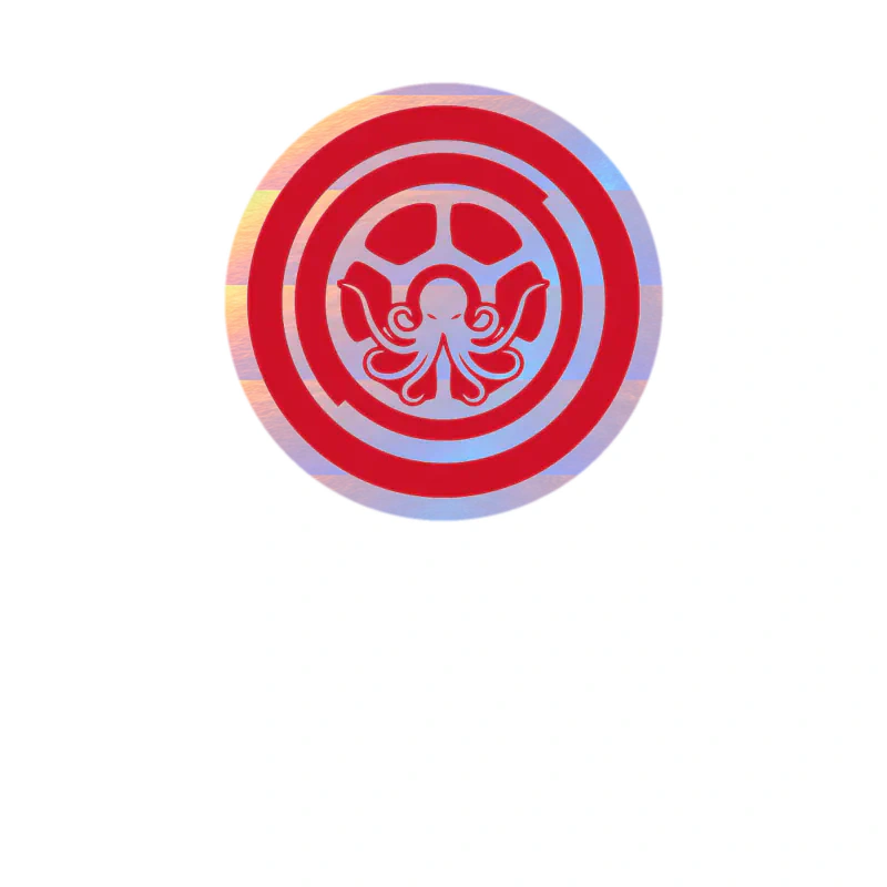 Detroit Red Wings - Circle With Octopus - Holographic Vinyl Sticker - Custom Size