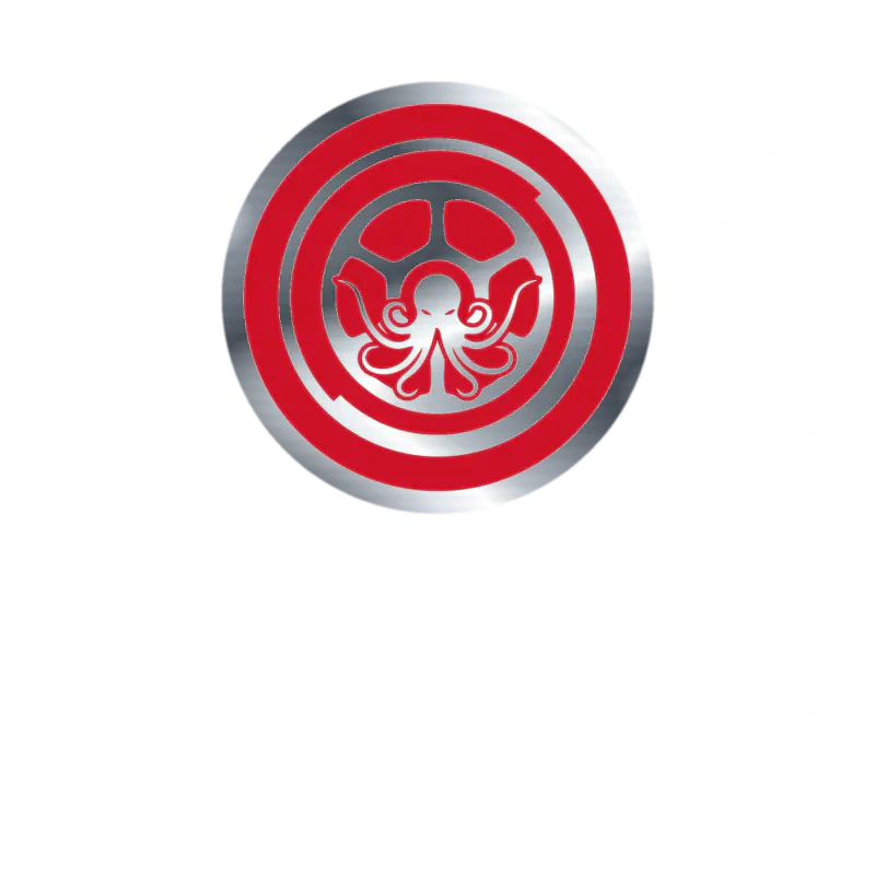 Detroit Red Wings - Circle With Octopus - Silver Chrome Vinyl Sticker - Custom Size