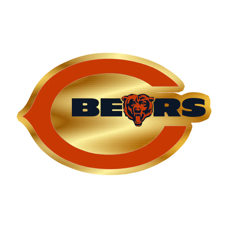 Chicago Bears - Bear Head - Image 20 - Gold Chrome Vinyl Sticker - Custom Size
