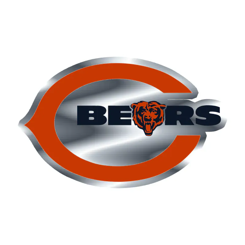 Chicago Bears - Bear Head - Image 20 - Silver Chrome Vinyl Sticker - Custom Size