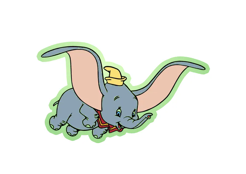 Dumbo Glow in the Dark Vinyl Sticker - Custom Size