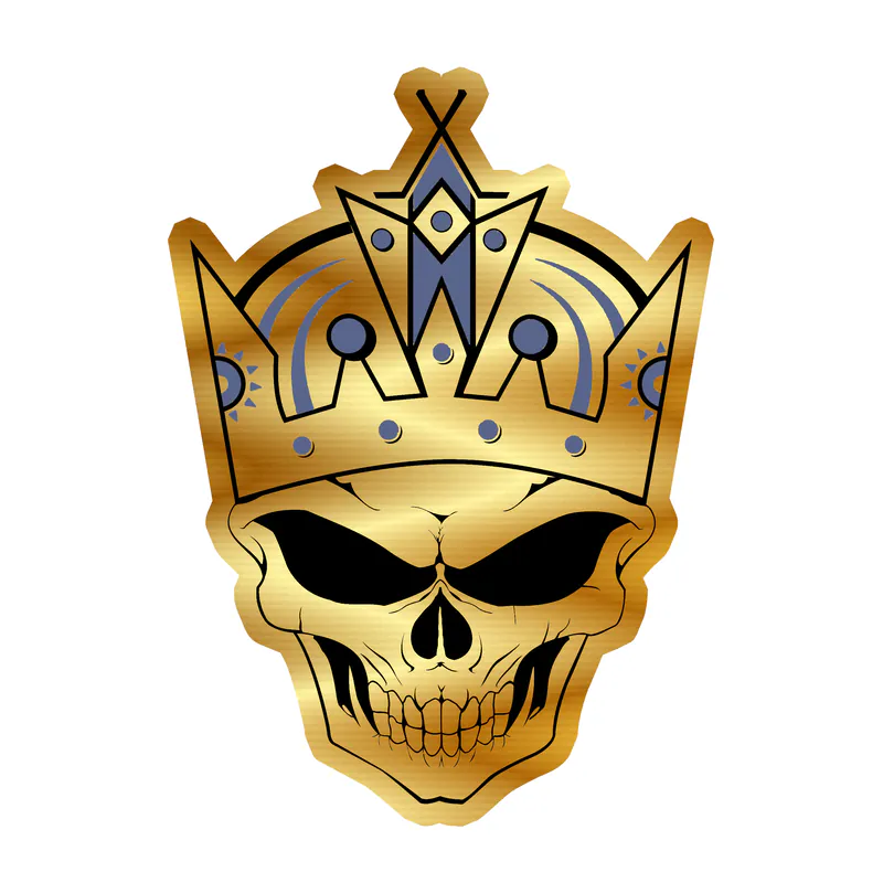 Los Angeles Kings - Skull - Gold Chrome Vinyl Sticker - Custom Size