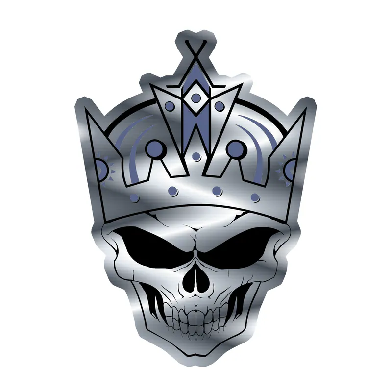 Los Angeles Kings - Skull - Silver Chrome Vinyl Sticker - Custom Size