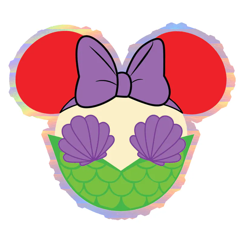 Ariel Minnie Holographic Vinyl Sticker - Custom Size