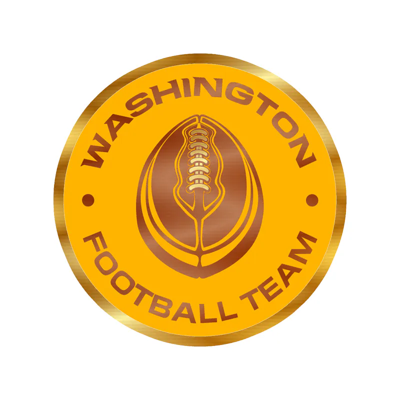 Washington Commanders - Yellow Football Circle- Gold Chrome Vinyl Sticker - Custom Size