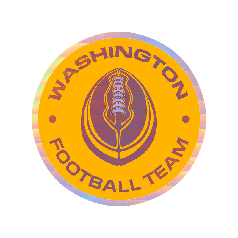 Washington Commanders - Yellow Football Circle- Holographic Vinyl Sticker - Custom Size