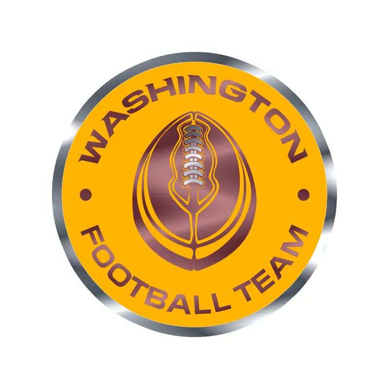 Washington Commanders - Yellow Football Circle- Silver Chrome Vinyl Sticker - Custom Size