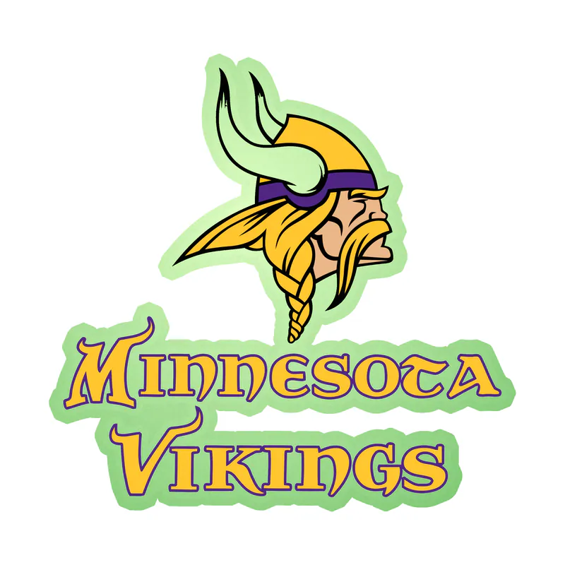 Minnesota Vikings - Viking Head with Lettering Below - Glow in the Dark Vinyl Sticker - Custom Size