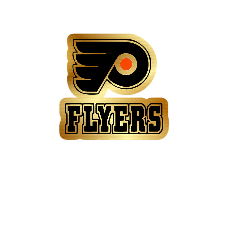 Philadelphia Flyers - P With Wings And Flyers - Gold Chrome Vinyl Sticker - Custom Size