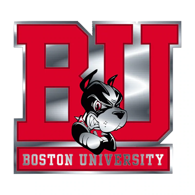 Boston University Terriers Silver Chrome Vinyl Decal - Custom Size