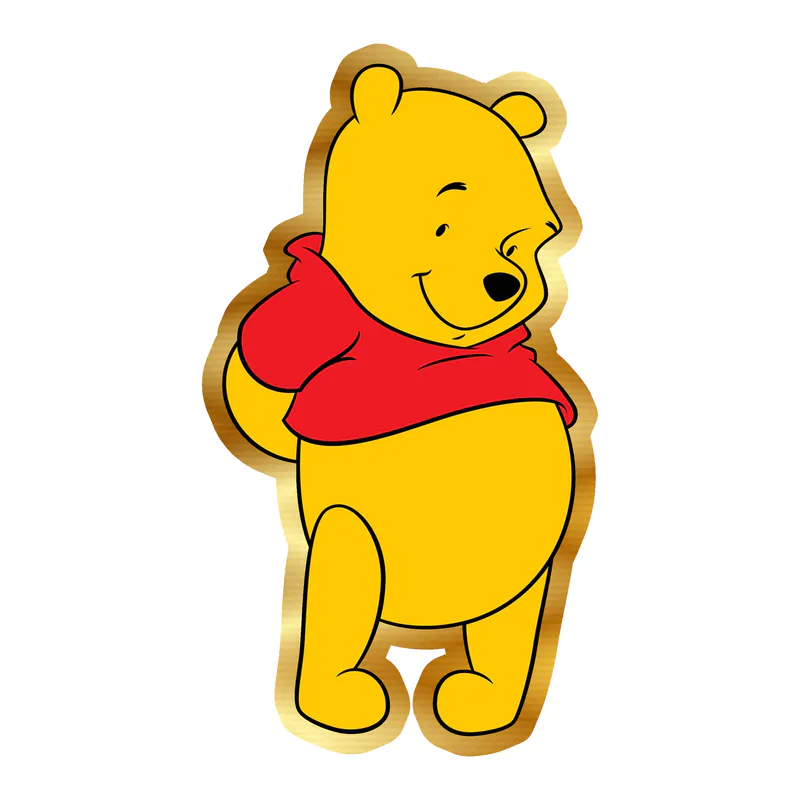 Winnie The Pooh - Gold Chrome Vinyl Sticker - Custom Size