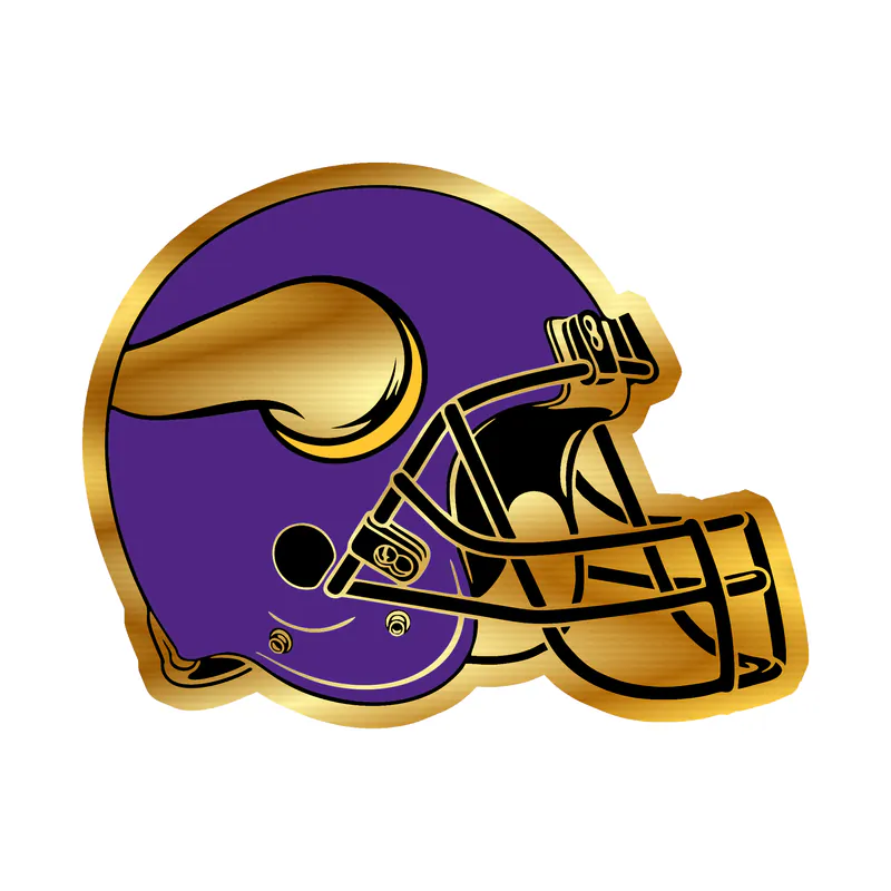 Minnesota Vikings - Helmet with Horn 2 - Gold Chrome Vinyl Sticker - Custom Size
