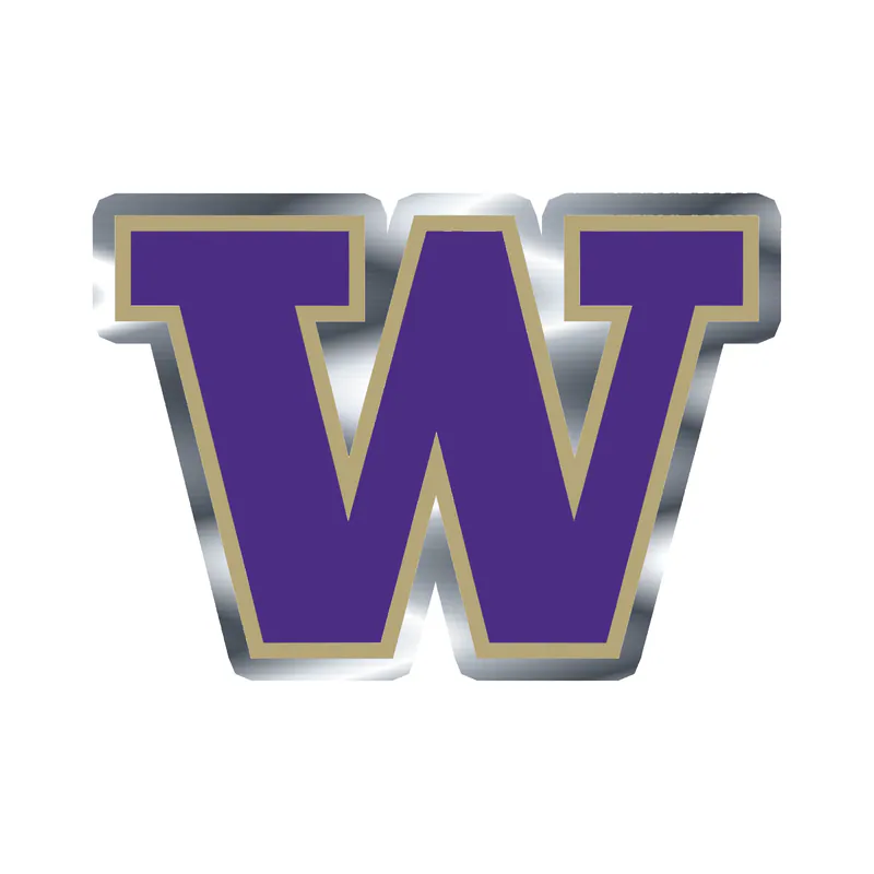 Washington Huskies - Image 1 - Silver Chrome Vinyl Decal - Custom Size