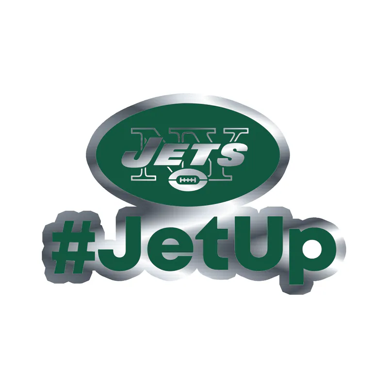 New York Jets - #JetUp- Silver Chrome Vinyl Sticker - Custom Size