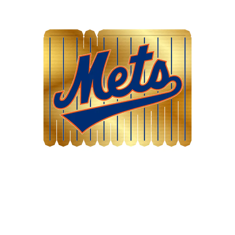 New York Mets - Square with stripes - Gold Chrome Vinyl Sticker - Custom Size