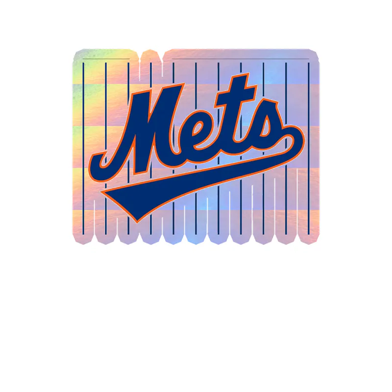 New York Mets - Square with stripes - Holographic Vinyl Sticker - Custom Size