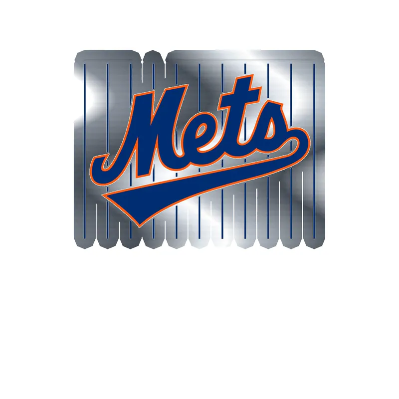 New York Mets - Square with stripes - Silver Chrome Vinyl Sticker - Custom Size