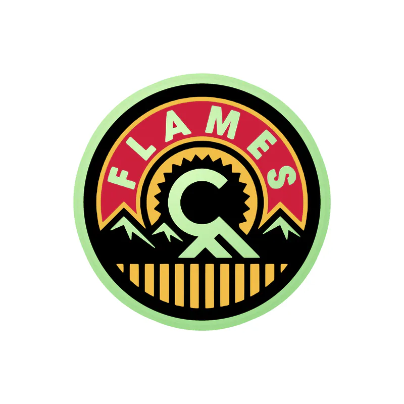 Calgary Flames - Circle With C In Middle - Glow in the Dark Vinyl Sticker - Custom Size